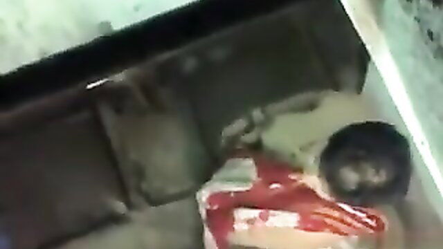 Spy cam of naked desi woman bent over washing clothes with wet pussy exposed