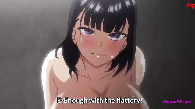 Blushing anime brunette hentai girl nude with tears, embarrassed expression