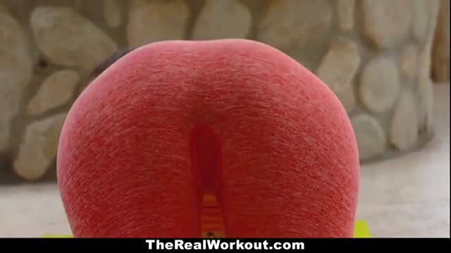 Nina North's huge red ass cheeks spread in tight leggings closeup