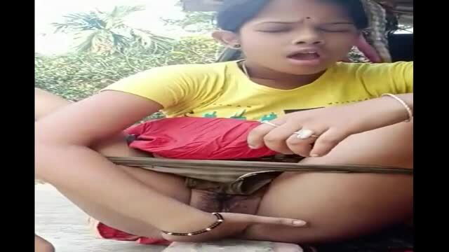 Innocent Indian village girl spreads legs showing wet pussy closeup