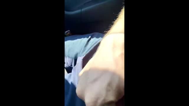Guy jerks off in car traffic, nearly caught, huge cumshot preview