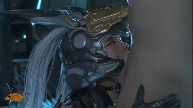 ViciousFox in futuristic helmet and latex suit teases with cleavage