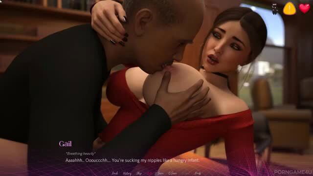 Gail moans as black man sucks her huge tits like hungry infant