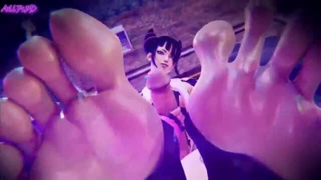 Asian manga beauty Juri-style soles POV foot fetish tease