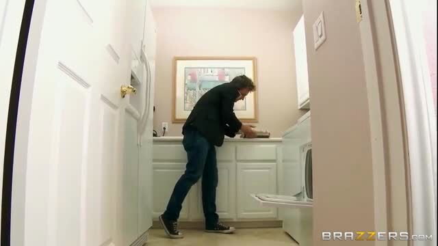 Man in laundry room in High-Class Replacement Panties Brazzers scene