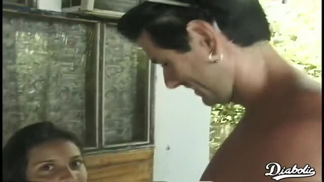 Tall Latino stud towers over petite Latina vixen in exhibitionist tease