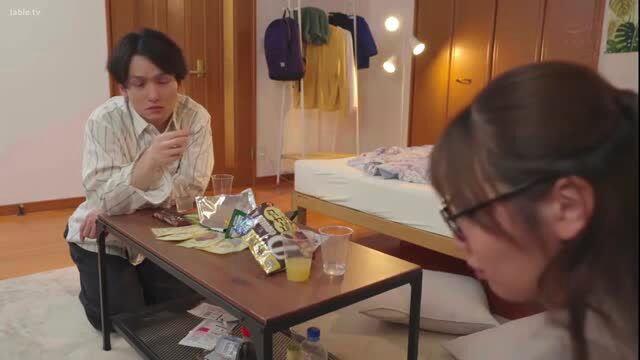 Nanami Nanami & guy eat snacks on floor in intimate JAV king game setup
