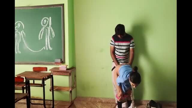 Tuition teacher bends schoolgirl over desk fucks her after class