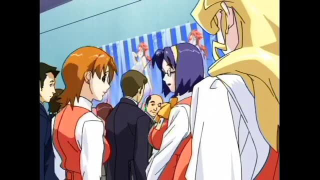 Asian office ladies in lingerie uniforms chatting with men