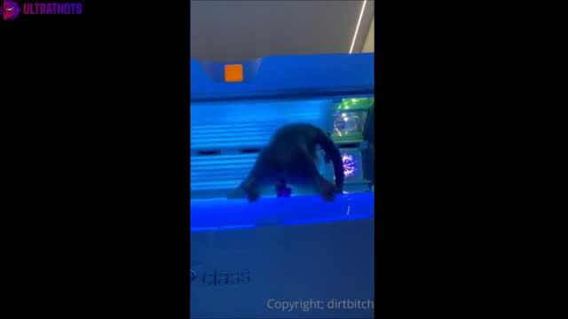 Danish inked busty blonde on tanning bed in comp video