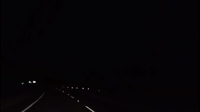 Night drive on dark highway to Arizona, shortest girl journey