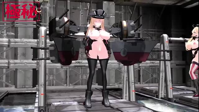 Wink_MMD Bismarck hentai factory scene, huge tits blonde in sexy pink top