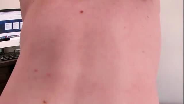 Pale amateur girl's smooth side back view with sexy curves