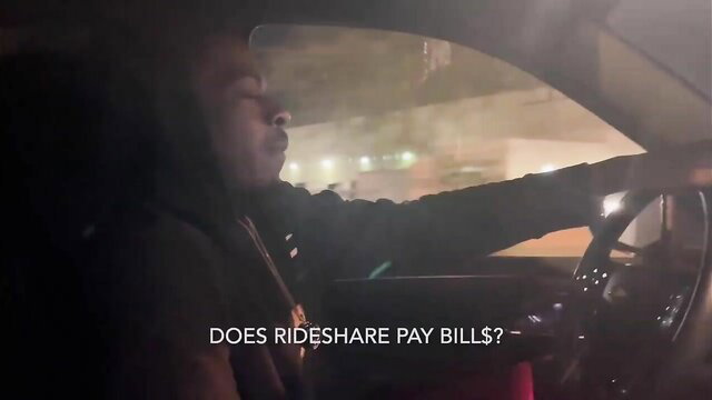Black guy driving at night questions if rideshare pays bills in Uber slut video thumbnail
