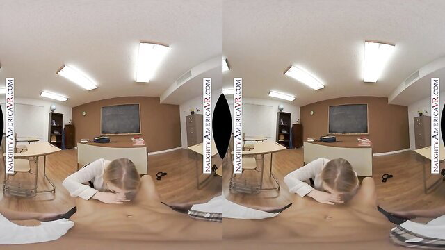 Busty Ivy LeBelle professor on classroom floor in VR POV
