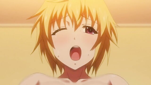 Blonde anime girl with huge tits moaning in ecstasy, oppai marching band hentai