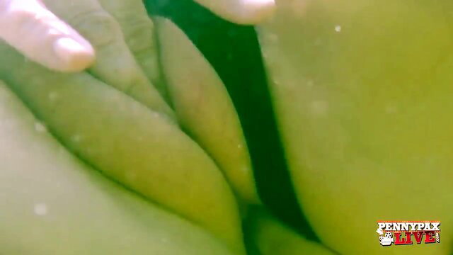 Penny Pax underwater pussy closeup in wet swimsuit peep show