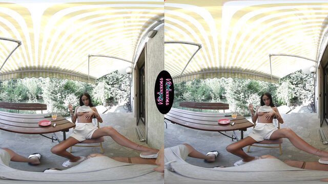 Ayana legs spread wide in sexy white dress Home GFE VR