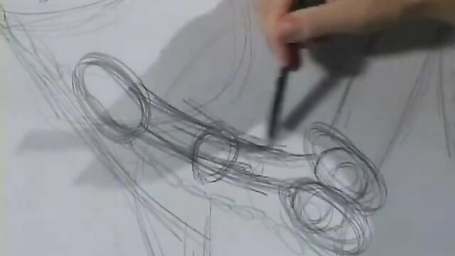 Hand drawing phallic sketch in adult art video thumbnail