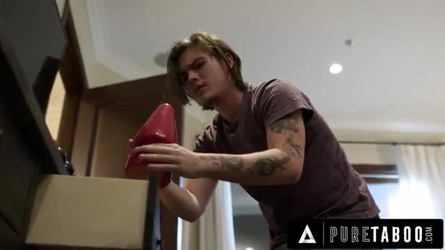 Tattooed guy holding red cone, Lauren Phillips Pure Taboo scene