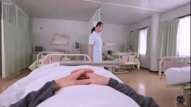 Asian nurse Tsukasa Tsushino in hospital bed POV hands prayer pose