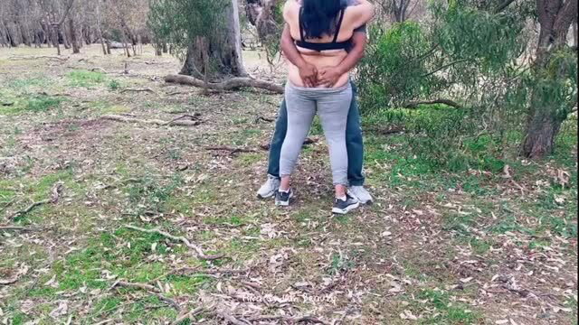 Desi MILF getting ass licked outdoors by neighbor in forest