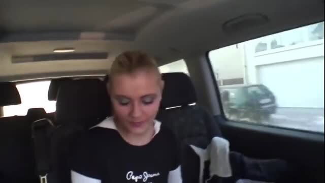 Blonde woman in car wearing Pepe Jeans top, softcore thumbnail
