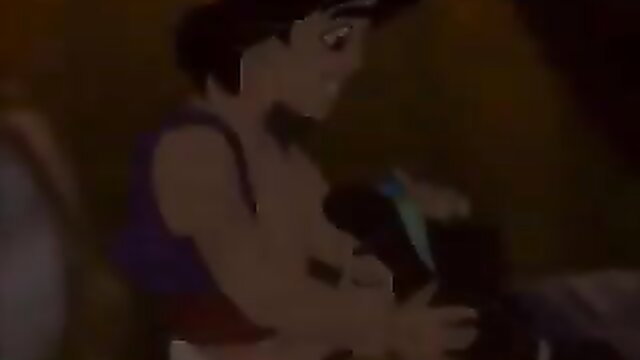 Animated cartoon couple in intimate embrace, Aladdin-style toon porn