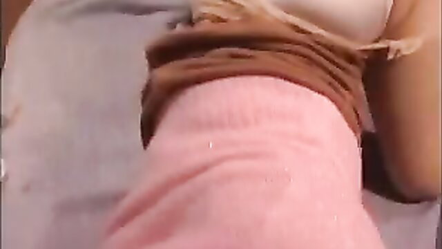 Japanese mother-in-law lying nude, teasing pink pussy closeup