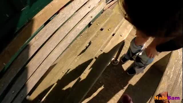 Outdoor risk play at pond, POV view of couple getting naughty