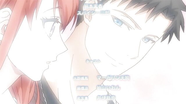 Anime JAV couple close-up: redhead girl and handsome guy intimate gaze