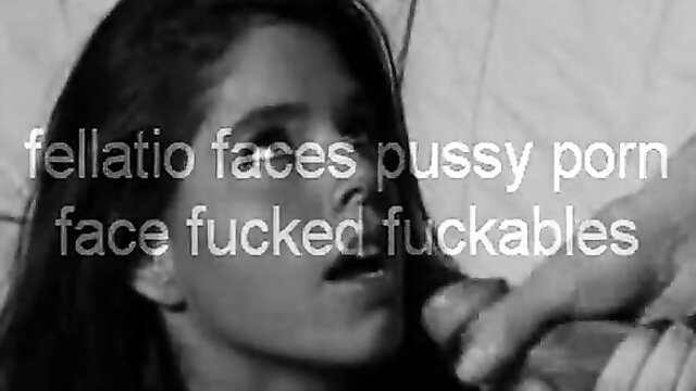 Closeup brunette facefucked deepthroat cumshot in intense blowjob