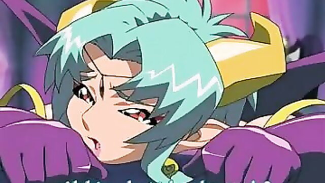 Viper GTS hentai demon girl with horns, teal hair, intense ahegao face closeup