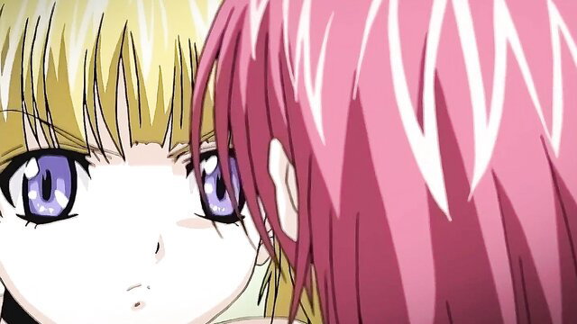Blonde & pink-haired hentai girls close-up eyes, Boin Lecture uncensored