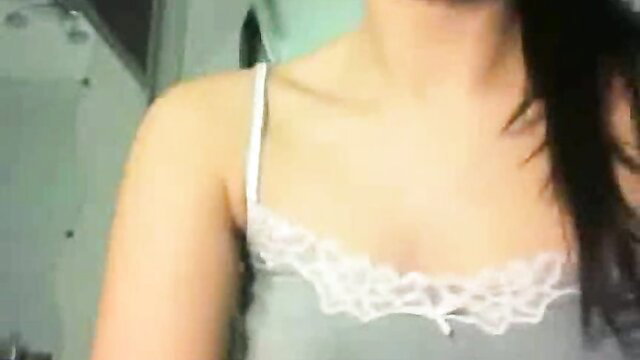 Real teen in lace lingerie webcam tease, perky tits closeup