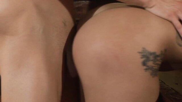 Mischa Brooks big ass tattooed thigh in thong closeup