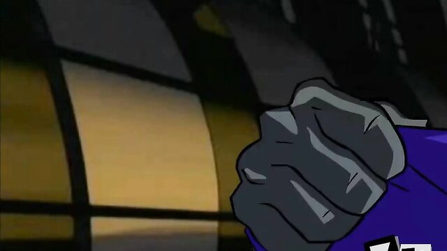 Teen Titans Sladed closeup of clenched gloved fist in dark room
