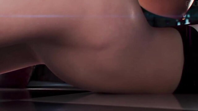 Nude lesbian nuns in steamy scissoring pose, big asses grinding