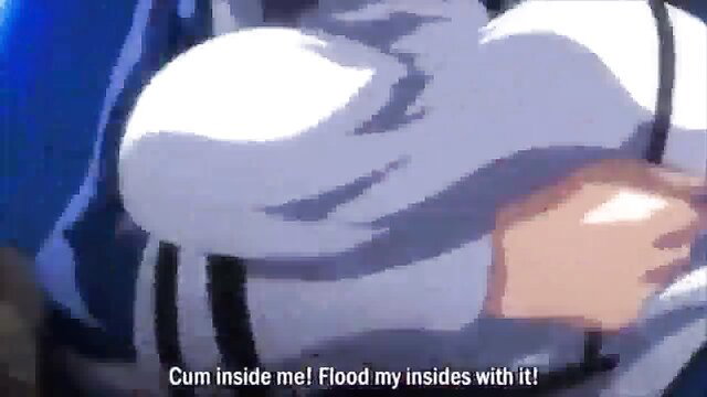 Hentai anime girl begs 'Cum inside me! Flood my insides!' big oppai closeup