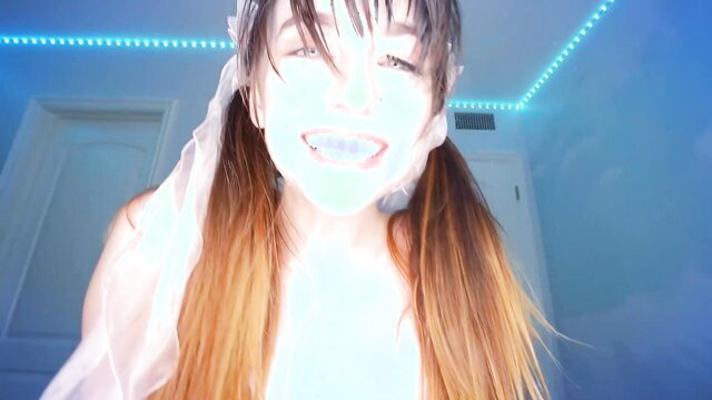 Lana Smalls POV closeup smile with braces, pigtails, e-girl vibe