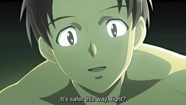 Green-skinned anime hunk smiling in hentai sex scene thumbnail