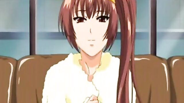 Cute Japanese hentai girl with ponytail on bus seat, sexy anime thumbnail