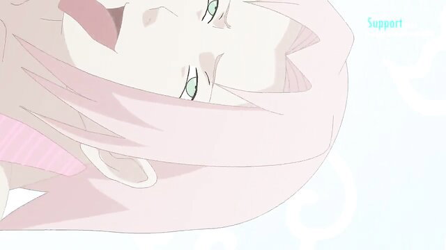 Sakura closeup teasing tongue out in HiNATA VS SAKURA AND SARADA hentai