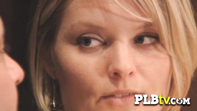 Closeup of sexy swinger blonde chatting during softcore swapped partner sex