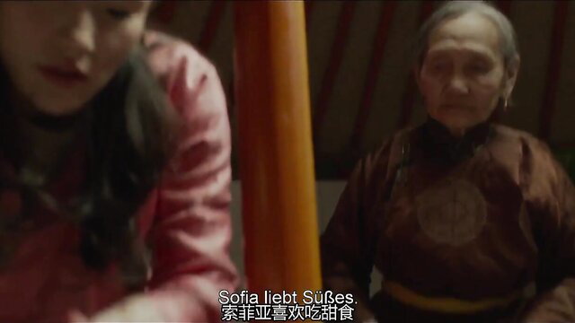 Asian mature woman in silk dress with young beauty softcore erotic scene