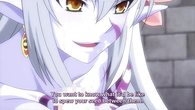 Silver-haired elf girl with huge tits teases spending your seed between them