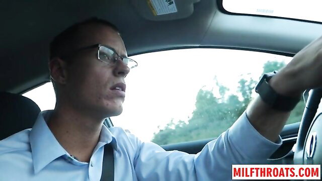 Brooklyn Chase man driving car intense expression big tits mom