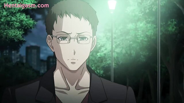 Green-haired glasses guy in suit from Mesu Saga Persona 1 hentai