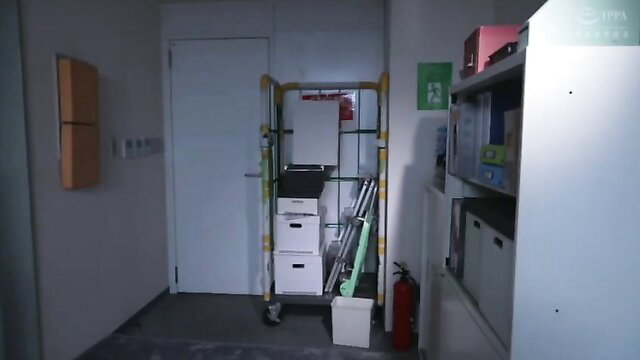 Office worker trapped in warehouse with hated boss, tense JAV encounter
