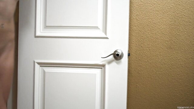 Alexa Grace nude by door, sexy teen posing bare ass